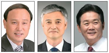 ▲ 강임준 예비후보·백경태 예비후보·박우정 군수