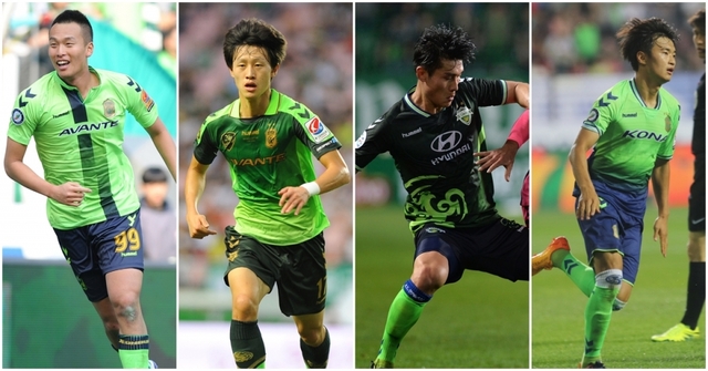 ▲ 왼쪽부터 전북현대 김신욱, 이재성, 이용, 김진수.