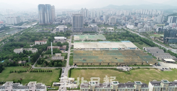 드론으로 촬영한 대한방직 전주공장.