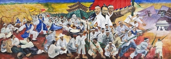 송만규 화백 그림 '갑오농민전쟁'.