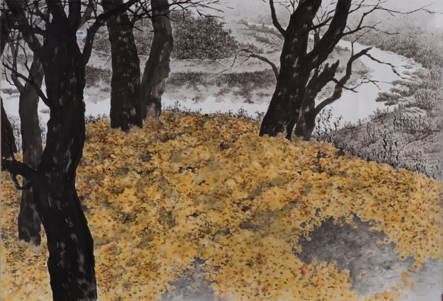 구담 가을.2017.134x197 순지에 수묵채색