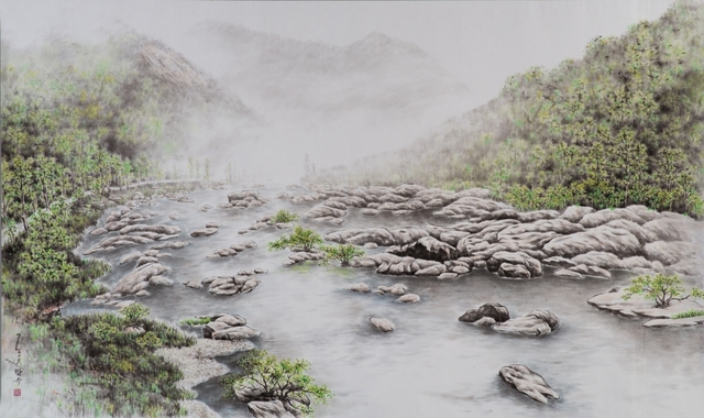 장구목 봄 2015.103x175 순지에 수묵채색