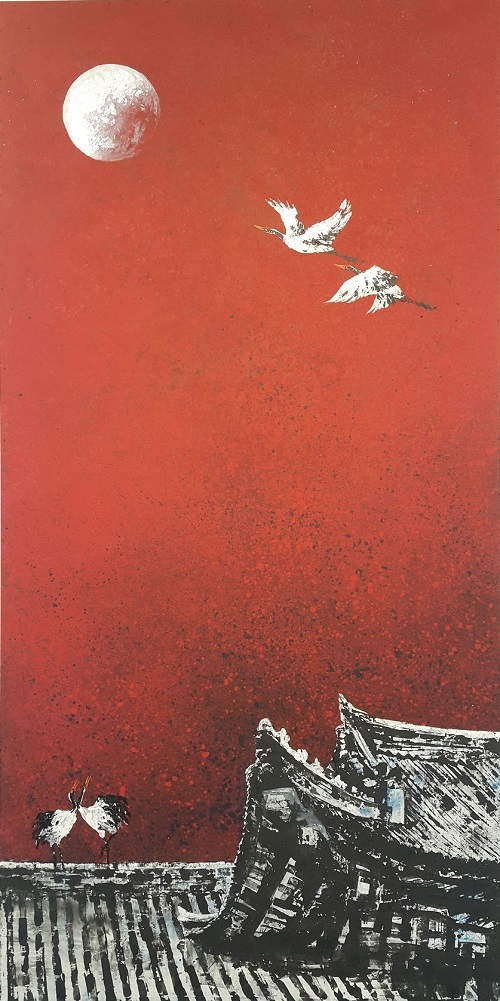 김성욱 작품, 핸디코트 수묵채색, 244×122cm, 2017.