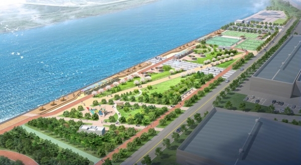 군산내항 호안 배후부지 내 친수시설 조감도.