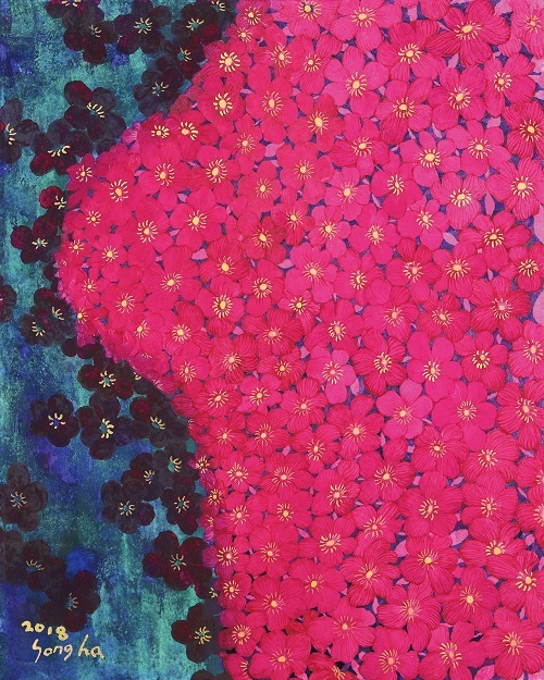 이경례 작품 '꽃동산에 오르다'.