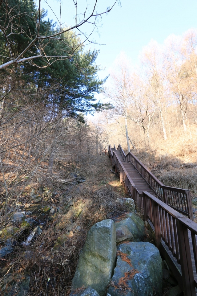 마을에서 뜬봉샘 까지 길이 잘 나 있다