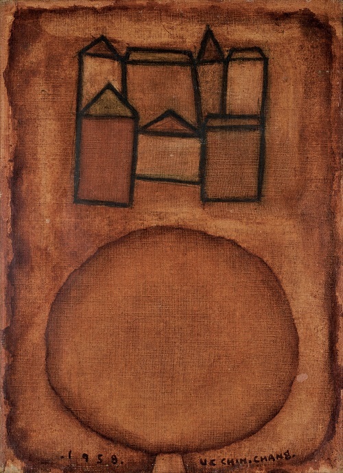 장욱진 作, 캔버스에 유채, 33×24cm, 1958.