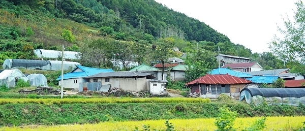 장수군 천천면 광산마을 전경.