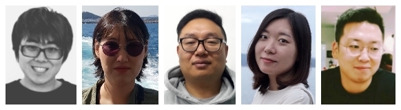 (왼쪽부터) 이동형, 이길빈, 김원, 강영은, 홍경태 작가