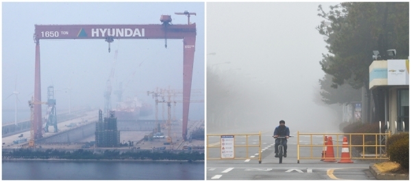 △ 현대중공업 군산조선소(왼쪽)와 한국GM 군산공장(오른쪽). 전북일보 자료사진