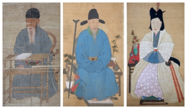 (왼쪽부터) 최덕지·문효공 하연·정경부인 초상화
