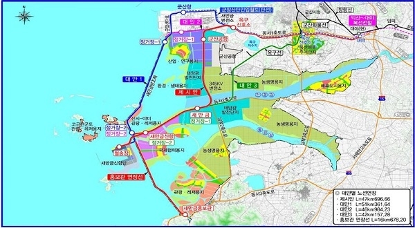 새만금항 인입철도 노선도.