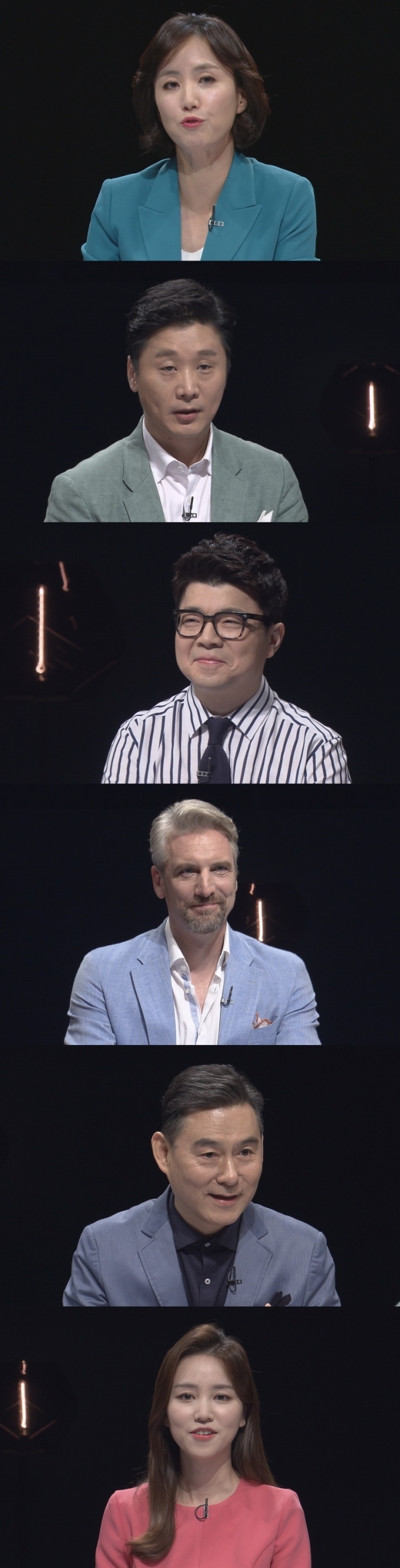 ▲ 정세진 아나운서, 정준희 교수, 방송인 최욱, 안톤 숄츠 기자, 하종강 교수, 김빛이라 기자 (위에서부터 차례대로)