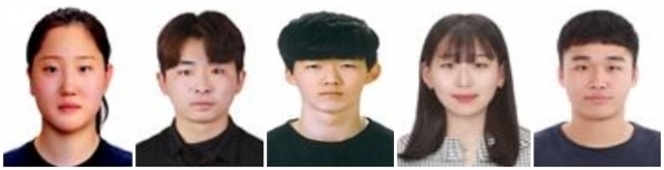 (왼쪽부터) 김혜진, 김정민, 정한길, 고예인, 송건 선수