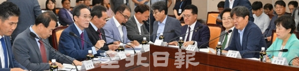 전북 국회의원과 전북도, 시ㆍ군 예산정책협의회가 열린 4일 전북도청 종합상황실에서 송하진 도지사와 전북 국회의원, 14개 시장,군수들이 내년도 국가예산 확보 전략과 도정 현안 해결방안 등을 논의하는 시간을 가졌다. 박형민 기자