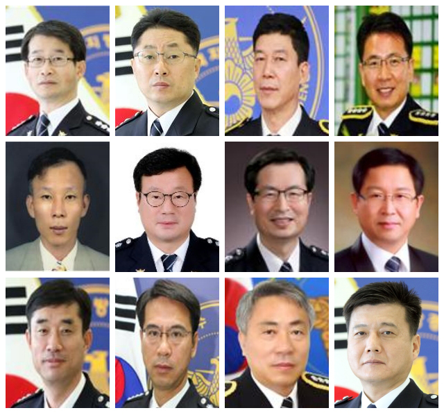 최홍범 홍보담당관 , 송승현 청문감사담당관, 임성재 정보화장비과장, 최원석 정보과장(위)안상엽112종합상황실장, 박주현 생활안전과장, 임상준 군산서장, 함현배 남원서장, 임종명 김제서장, 박훈기 부안서장, 이동민 임실서장, 박종삼 무주서장(아래)