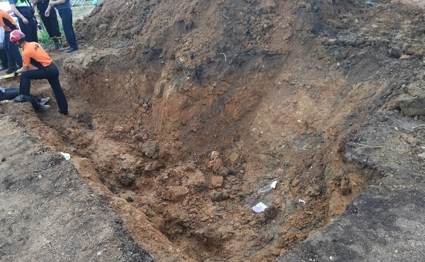 매몰 사고가 발생한 진안군 동향면 성산리 매장문화재 시굴조사 현장. 사진=진안소방서 제공