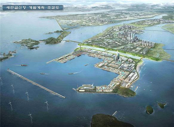 새만금 신항만 개발계획 조감도