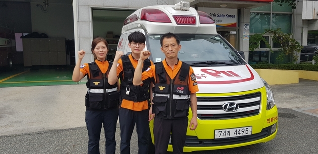 2019년 상반기 전라북도 브레인 세이버 대상자로 선정된 익산 인화119안전센터 구급대원.