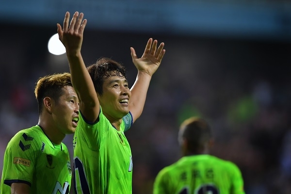 지난 상주전 이동국의 결승골 이후 세레머니 모습, 전북현대 제공