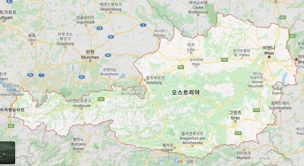 우리보다 면적이 훨씬 적은 오스트리아는 대표적으로 지방정부의 강한 자치권을 보장함으로써 국가 균형발전을 이끌었다. 사진 캡쳐=구글 지도
