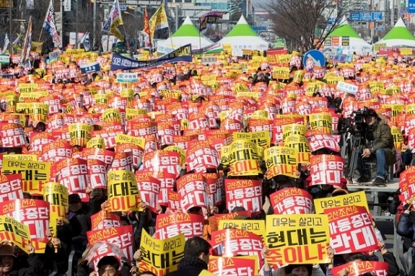 현대중공업 군산조선소 존치 범 도민 결의대회 모습.