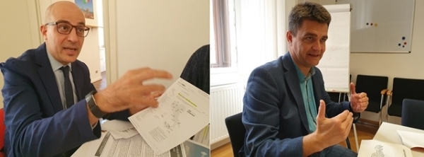 알프레도 에스포지토 피렌체 시 전략기획실장(왼쪽)과 요하네스 슈미드 오스트리아 지자체 연합 사무총장 대행.