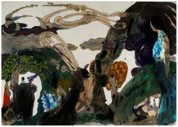 황창배(1947~2001), 한지에 먹·채색, 97.0×135.5cm, 1987.