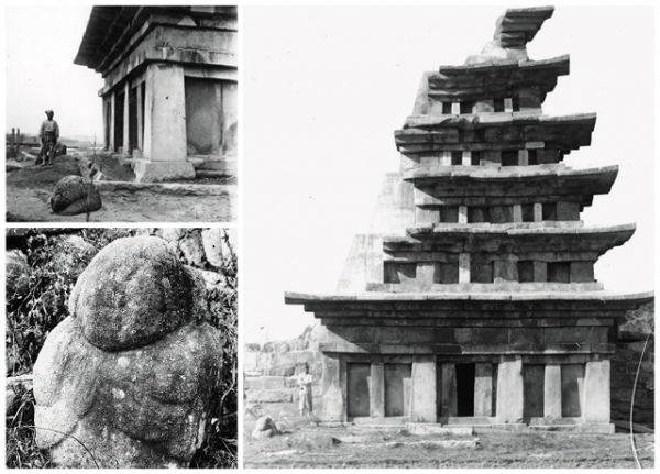 일제강점기 미륵사지석탑과 석인상. 국립중앙박물관 소장.