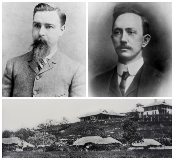 궁멀마을과 드루(상단 왼쪽)와 전킨(상단 오른쪽) 선교사. 출처= 전킨기념사업회.