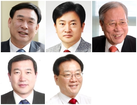 (윗줄 왼쪽부터) 박승한, 정강선, 김광호 후보. (아랫줄 왼쪽부터) 윤중조, 고영호 후보.