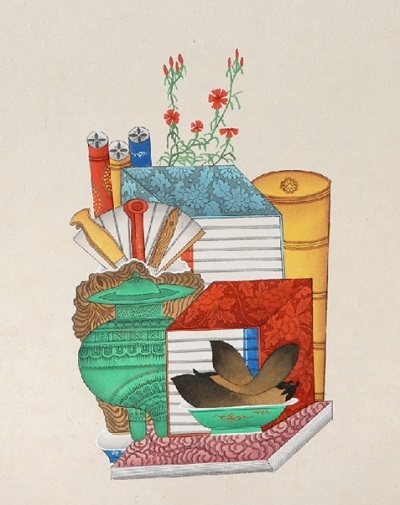 김완순 작품 '책가도'.