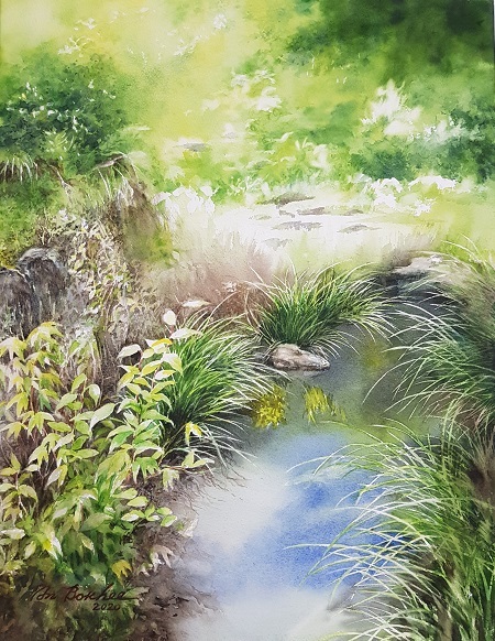 숲속 청경(淸鏡), 안복희 작품.