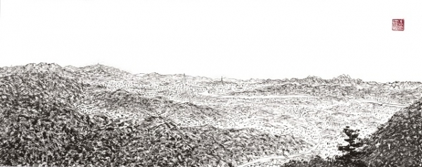 김석환 작품 '검단산에서 본 서울'.