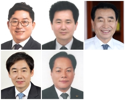 (윗줄 왼쪽부터) 박희승, 방경채, 이강래. (아랫줄 왼쪽부터) 이용호, 정상모. 사진=이름 가나다 순.