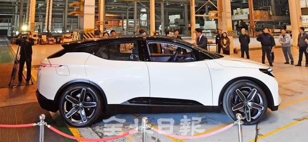 (주)명신 군산공장에 생산하게 될 전기 스포츠유틸리티차량인 M-BYTE 콘셉트 카. 전북일보 자료사진