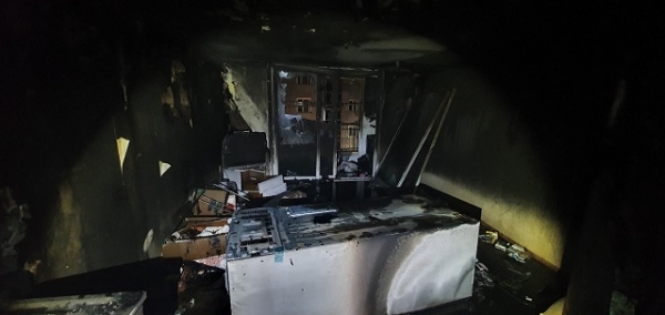 전주시 서서학동의 한 아파트 화재 현장. 사진 제공= 전북소방본부