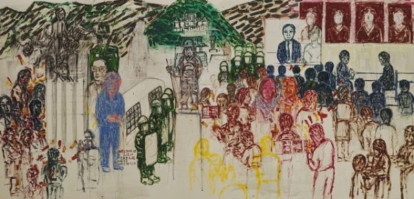 서용선(1951~ ), 캔바스 위에 아크릴, 230×475cm, 2017-2019.