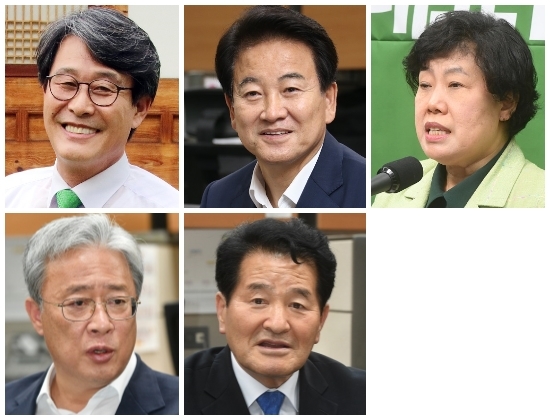 (윗줄 왼쪽부터) 전주갑 김광수·전주병 정동영·익산을 조배숙 후보. (아랫줄 왼쪽부터) 정읍고창 유성엽·김제부안 김경민 후보.