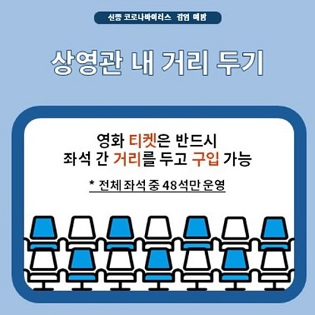 전주디지털독립영화관 '객석간 거리두기' 공지.