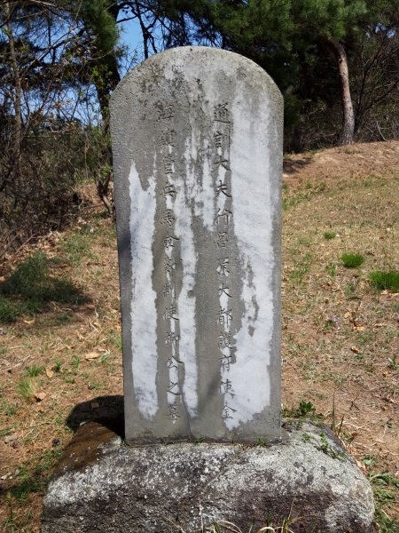전주 삼천동 비야마을 뒷산 묘소에 남아 있는 통훈대부 행창원대도호부사 유신로의 묘비 전면. 이 마을에는 유신로의 후손인 전주 유씨들이 많이 살고 있다.