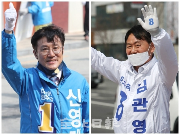 더불어민주당 신영대 후보(왼쪽)와 무소속 김관영 후보.