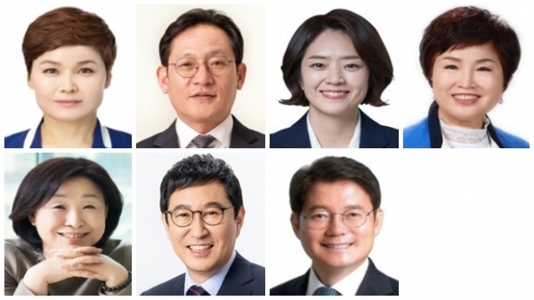(윗줄 왼쪽부터) 임오경·배진교·고민정·전혜숙 당선인. (아랫줄 왼쪽부터) 심상정·김한정·김수흥 당선인.