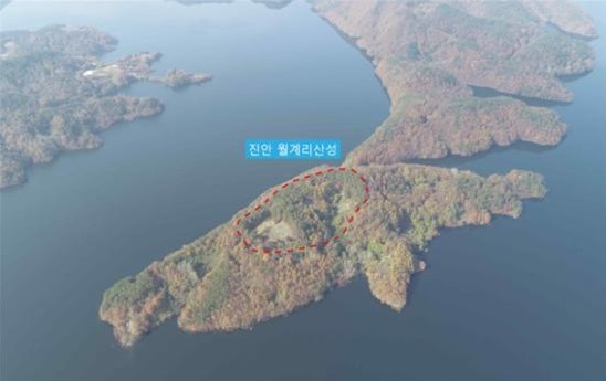 진안 월계리 산성 항공사진.