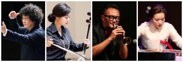 (왼쪽부터) 지휘자 권성택, 해금 김나영, 태평소 조송대, 가야금 박달님.