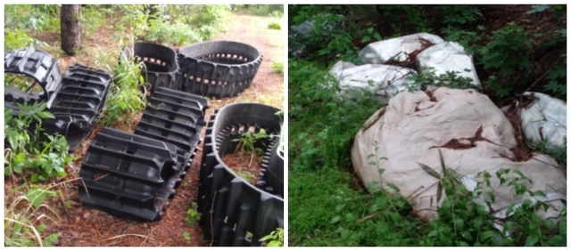 김제 백산면(왼쪽)과 공덕면에 버려진 폐기물들.