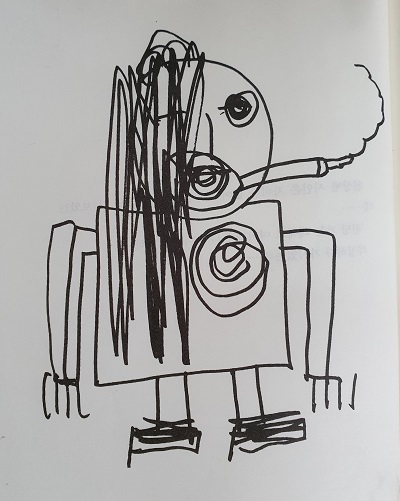 중광이 천상병 시인을 기리며 그린 드로잉.