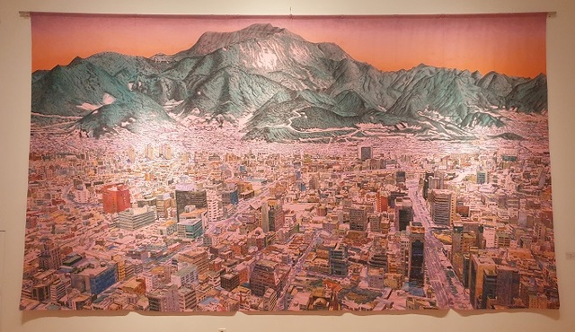 이우성(1983~ ), 천 위에 아크릭 과슈, 310×570cm, 2018.