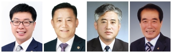 후반기 도의장 후보들. (왼쪽부터) 강용구·송지용·최훈열·한완수 도의원