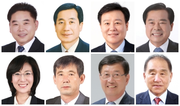 (사진 위 왼쪽부터) 김경진·김용균·김충영·김연식 시의원. (아래 왼쪽부터) 김수연·소병직·김태열·소병홍 시의원.